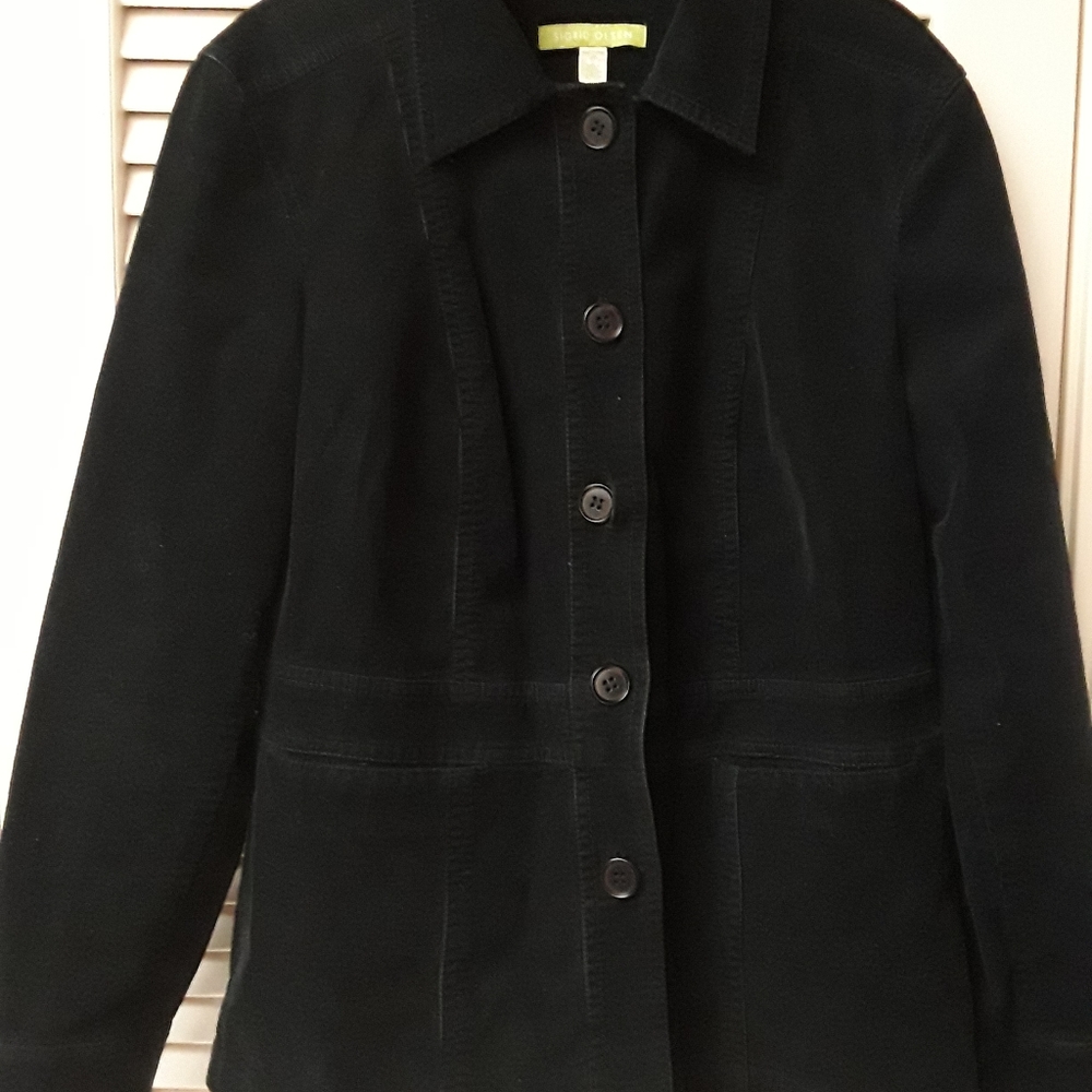 Sigrid Olsen Corduroy Black Button Jacket 10p - image 1